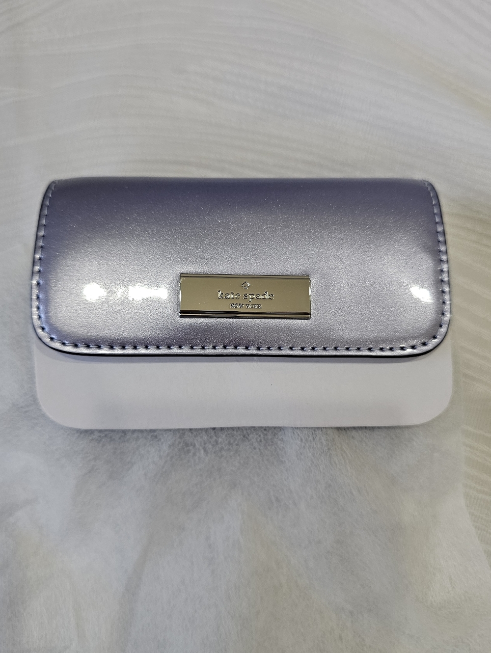 Kate Spade Metallic Purple Patent Card Case on Chain Crossbody RARE - Picture 13 of 15